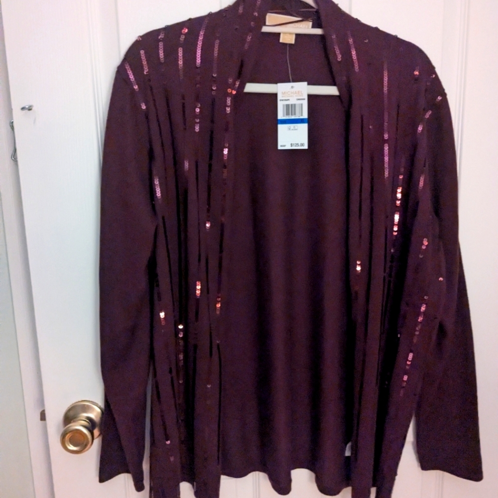 Michael Kors Burgundy Sequin Cardigan